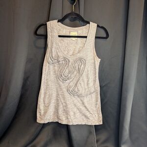 Anthropologie Little Yellow Button Women's Gray Winding Road Top - Size Medium